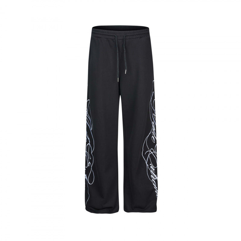 Damen Weite Jersey-Hose mit Kordelzug, seitlichem Line-Art Print und Relaxed-Fit Echo Archiv
