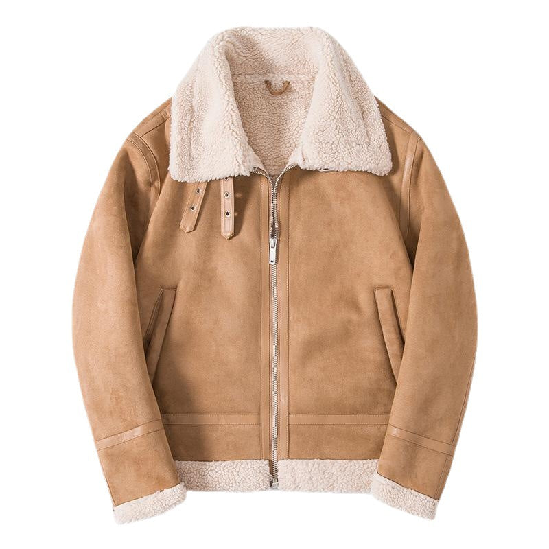 Herren Fliegerjacke aus Kunstlammfell mit Teddyfutter und Reißverschluss – Taviero