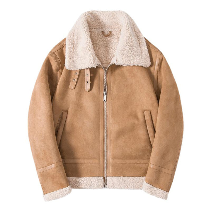 Herren Fliegerjacke aus Kunstlammfell mit Teddyfutter und Reißverschluss – Taviero