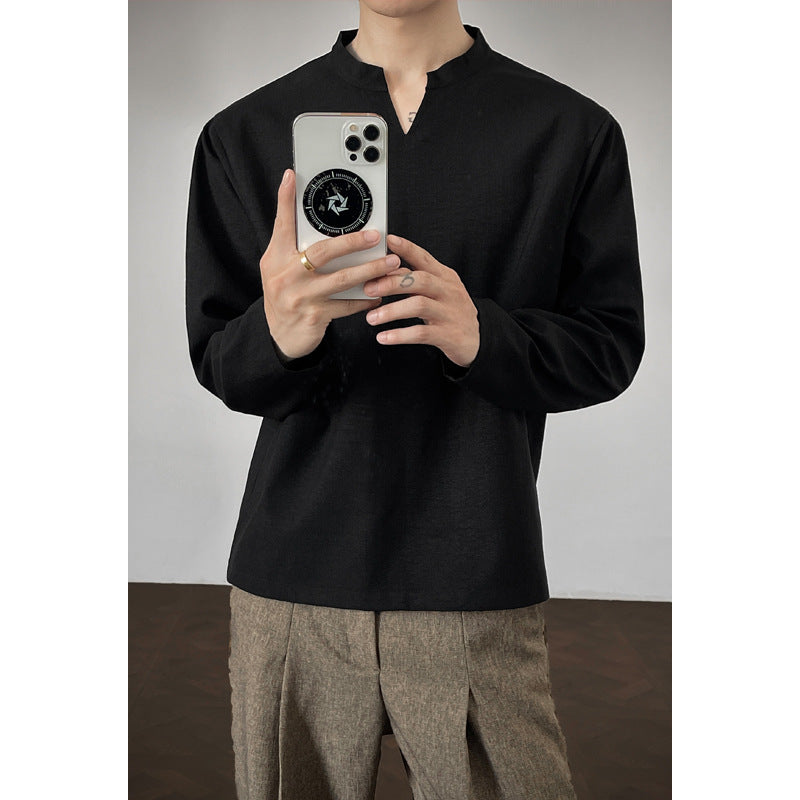 Herren Elegante Langarmoberteil mit Stehkragen Echo Archive