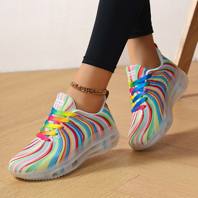 Damen nan leichter Muster-Sneaker mit elastischem Canvas-Obermaterial, gepolsterter Fersenstütze und segmentierter Flexlaufsohle Echo Archiv