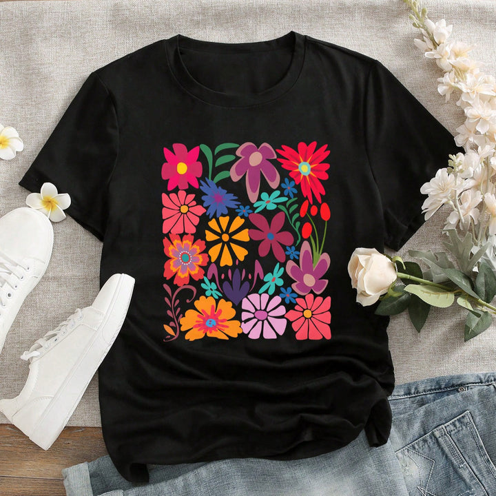 Damen T-Shirt mit buntem Blumenprint Echo Archiv