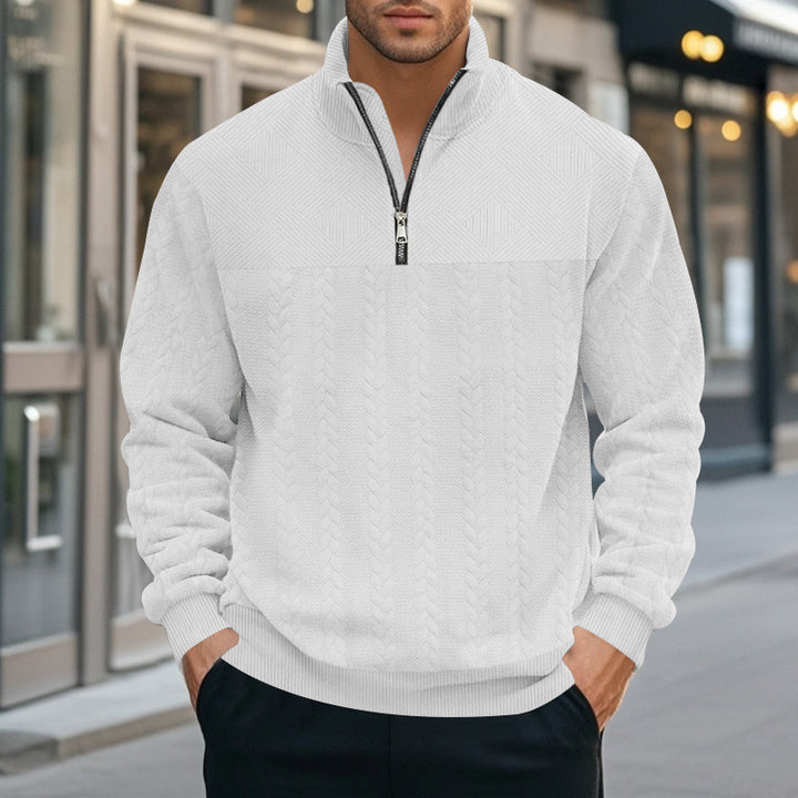 Herren Pullover mit strukturierter Optik und hohem Kragen Echoarchiv