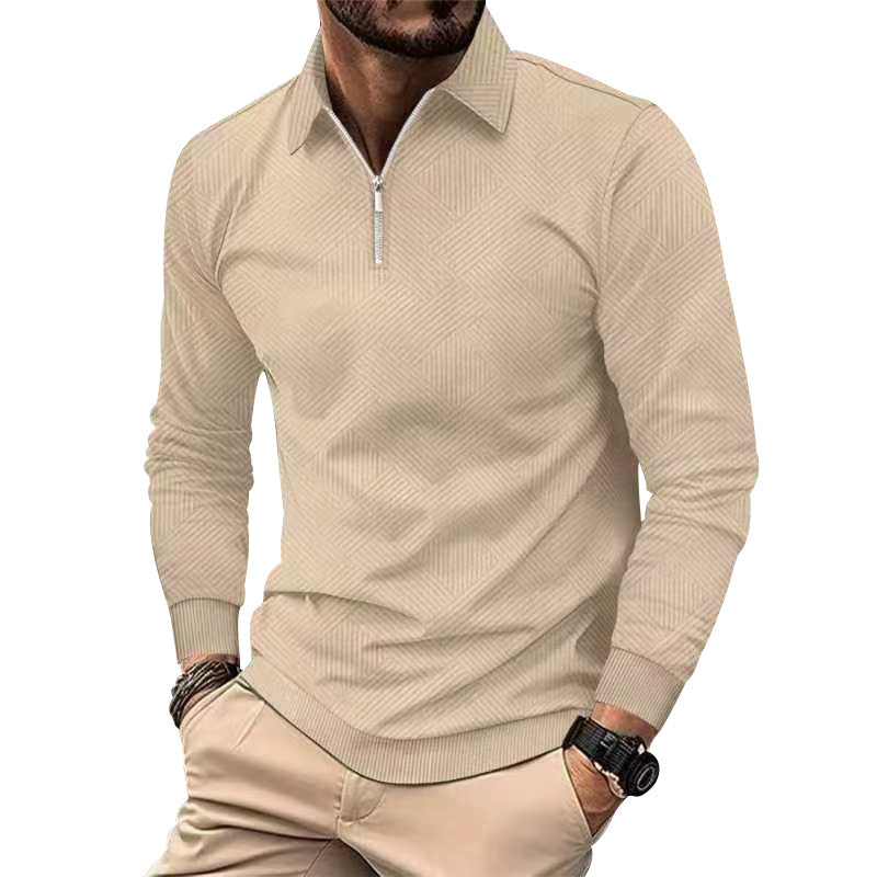 Herren hochwertiger Strickpullover mit Stehkragen und modischem Reißverschluss Echoarchiv