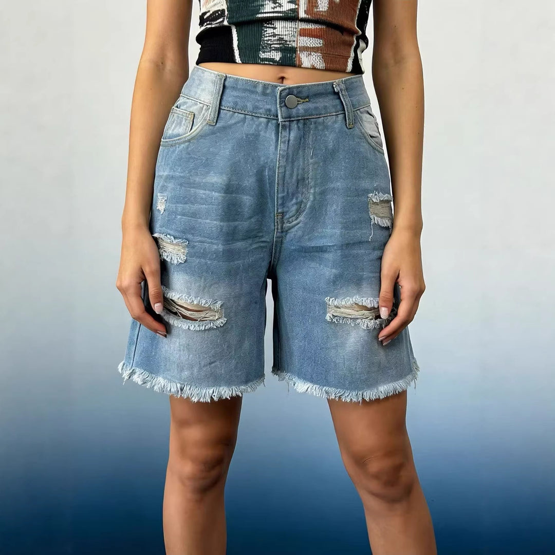 Damen modische Destroyed Denim-Shorts mit raffinierter Taillierung Echo Archiv