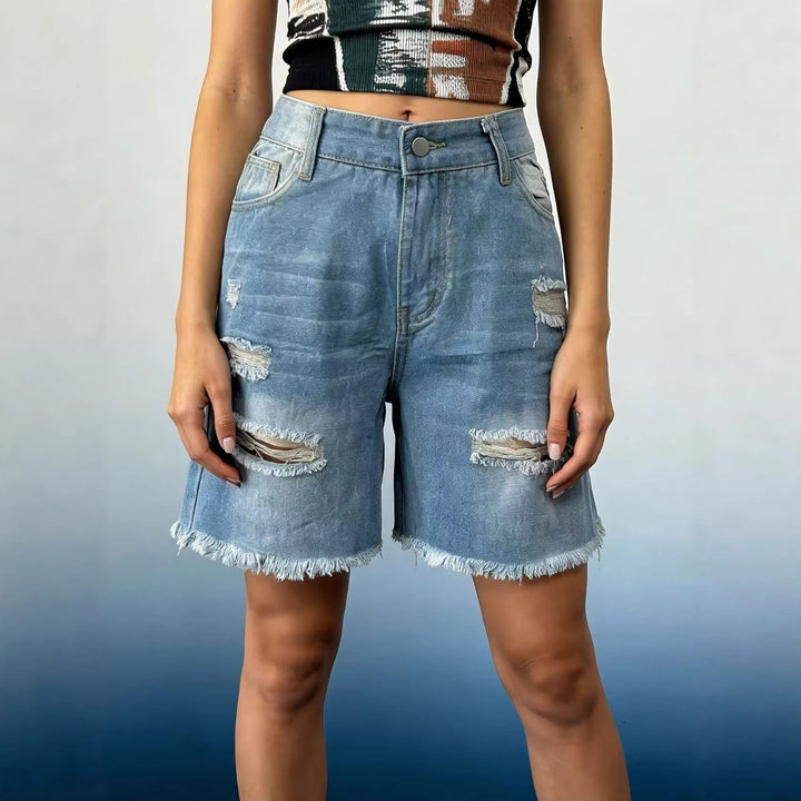 Damen modische Destroyed Denim-Shorts mit raffinierter Taillierung Echo Archiv