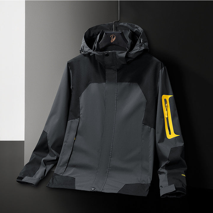 Herren Technische Softshell-Outdoorjacke mit Kapuze wasserabweisender Membran und Ärmeltasche Echoarchiv