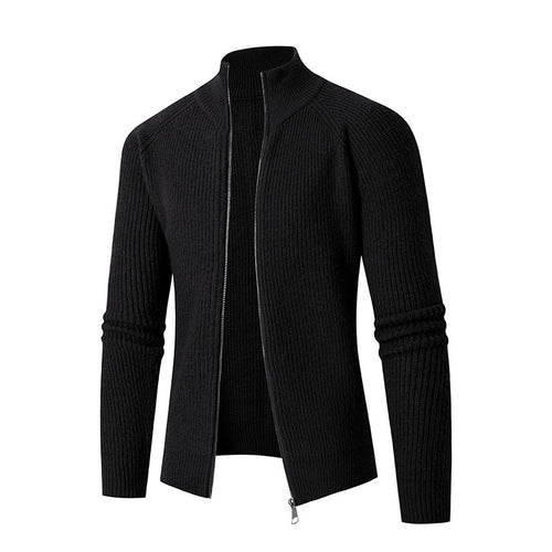 Herren modische Strickjacke mit durchgehendem Reißverschluss und hochgeschlossenem Kragen Echoarchiv