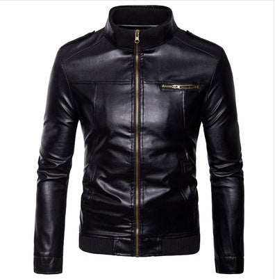 Herren Kunstleder Bikerjacke mit aufregenden Details und modernem Schnitt Echoarchiv