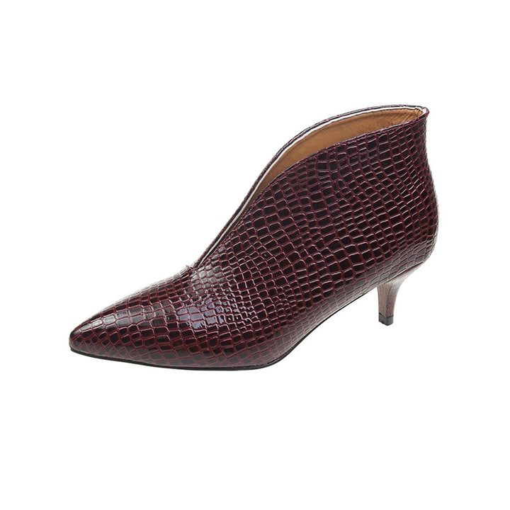 Damen nan spitze Stiefelette mit Krokoprägung und niedrigem Kittenabsatz Echo Archiv