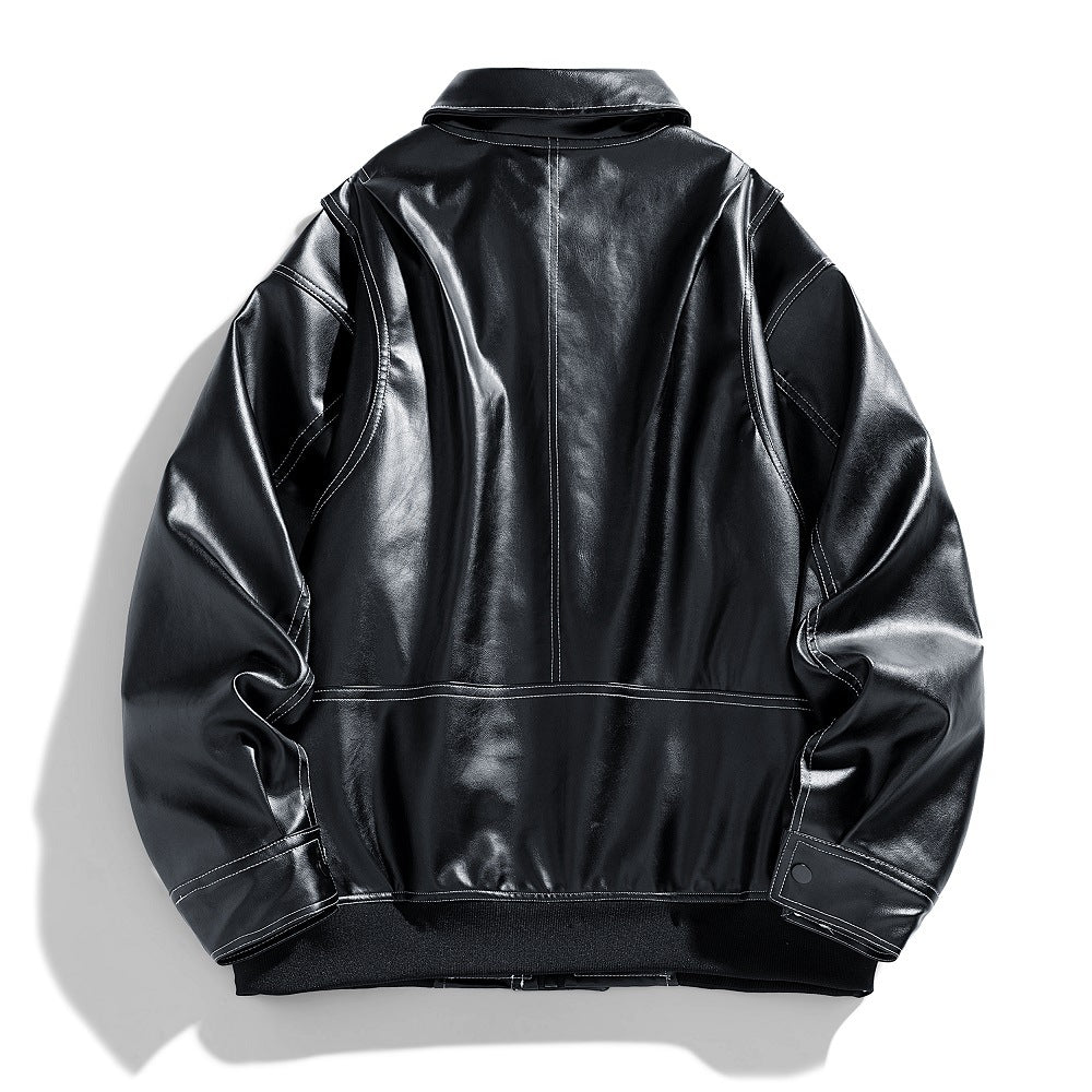 Herren Kunstlederjacke mit modernem Schnitt und funktionalen Taschen Echoarchiv