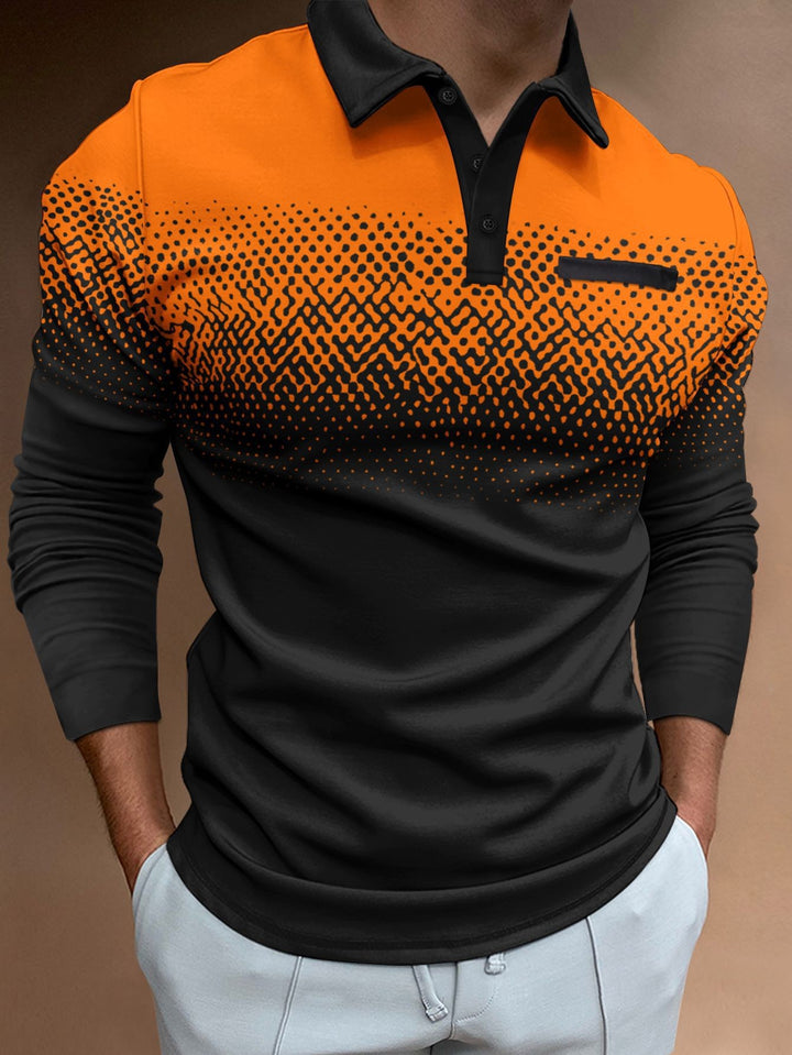 Herren Poloshirt mit modernem Farbverlauf und stylischen Kontrastdetails Echoarchiv