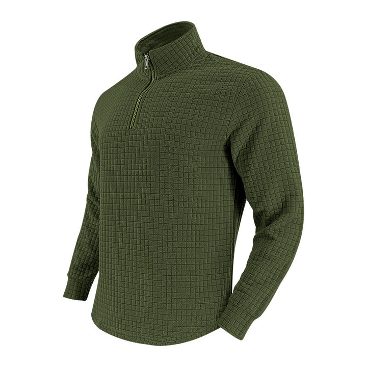 Herren Stepp-Quarter-Zip-Pullover mit Karomuster und Stehkragen Echoarchiv