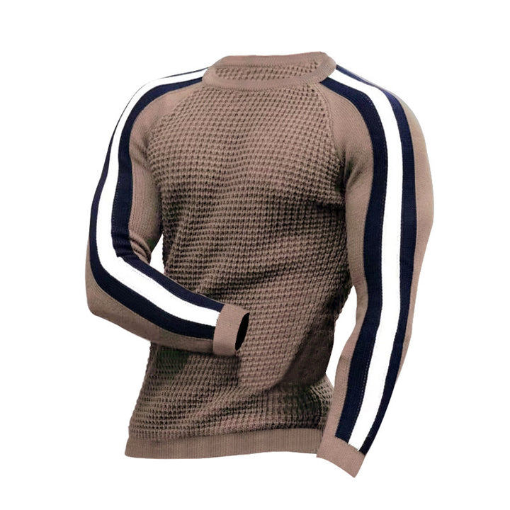 Herren modischer Strickpullover mit raffinierten Kontraststreifen Echoarchiv