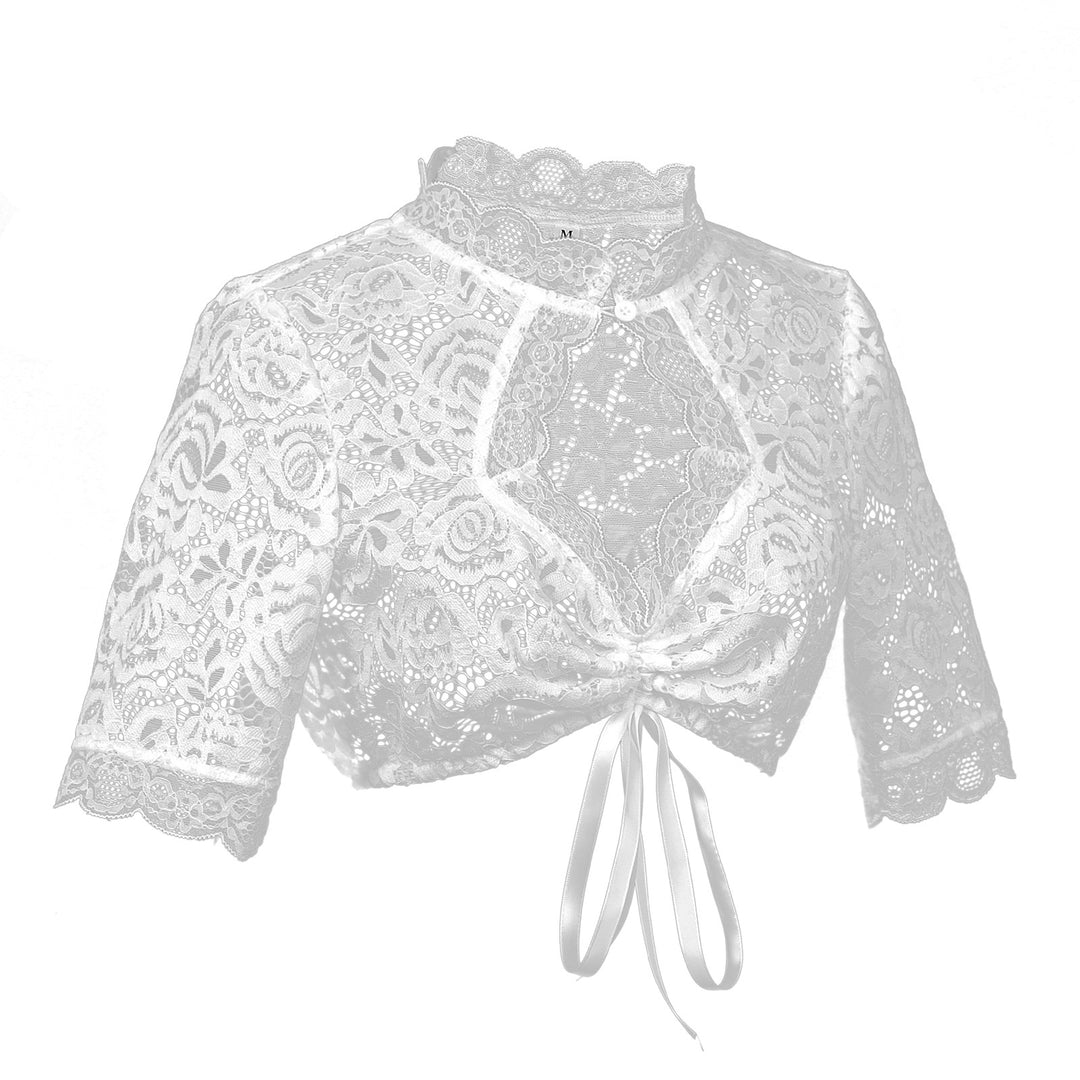 Damen nan Spitzenbolero kurz mit Stehkragen und Bindeband Echo Archiv