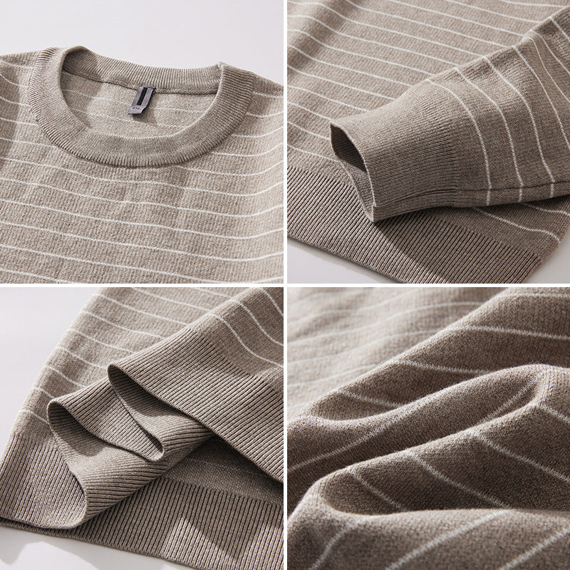 Herren Feinstrick-Pullover mit dezenten Horizontalstreifen und gerippten Abschlüssen Echo Archiv
