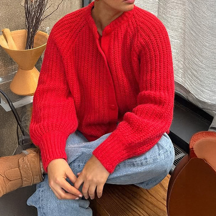 Damen nan grobgestrickter Oversize-Cardigan mit Kokosknopfleiste und überschnittener Schulter Echo Archiv