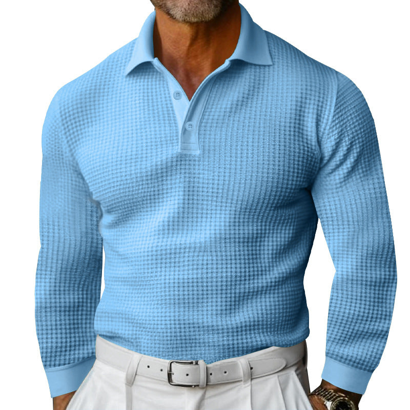 Herren Langarm Poloshirt mit strukturiertem Gewebe und stylischem Kragen Echoarchiv
