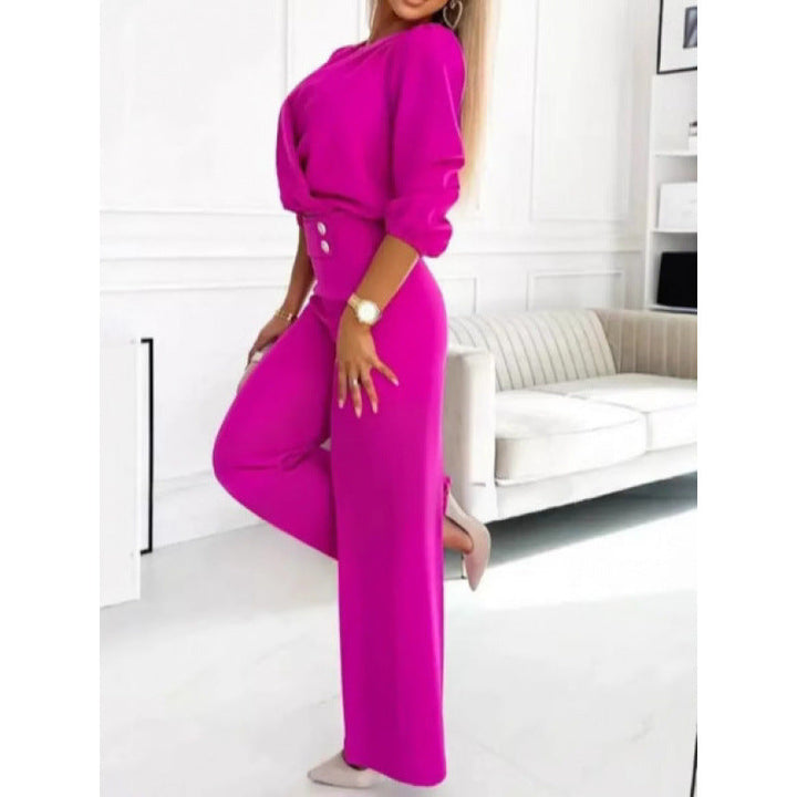 Damen elegantes Jumpsuit mit weiten Beinen Echoarchiv