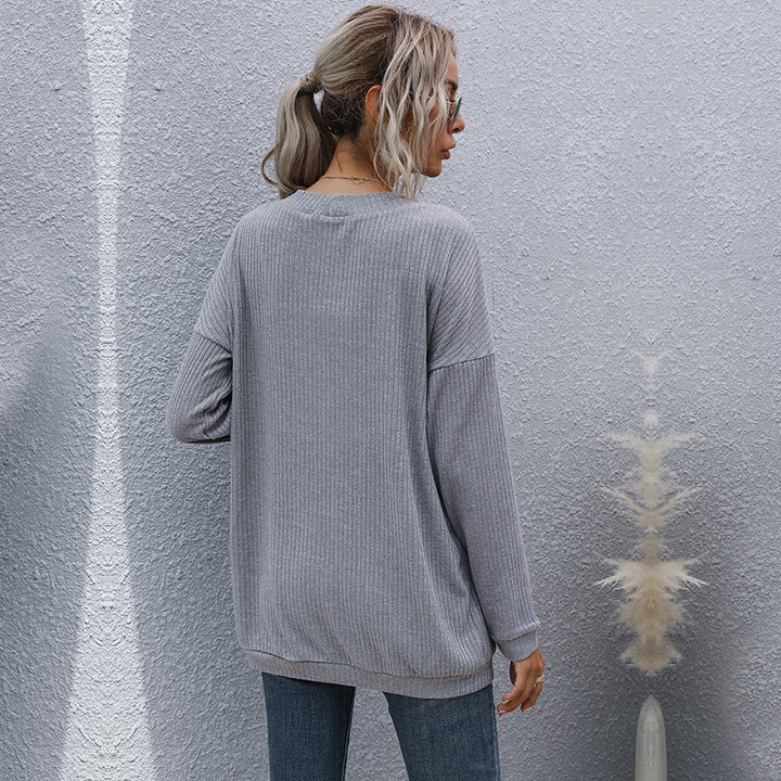 Damen Lockerer Feinstrick-Cardigan mit geripptem Strukturstrick und aufgesetzten Taschen Echoarchiv