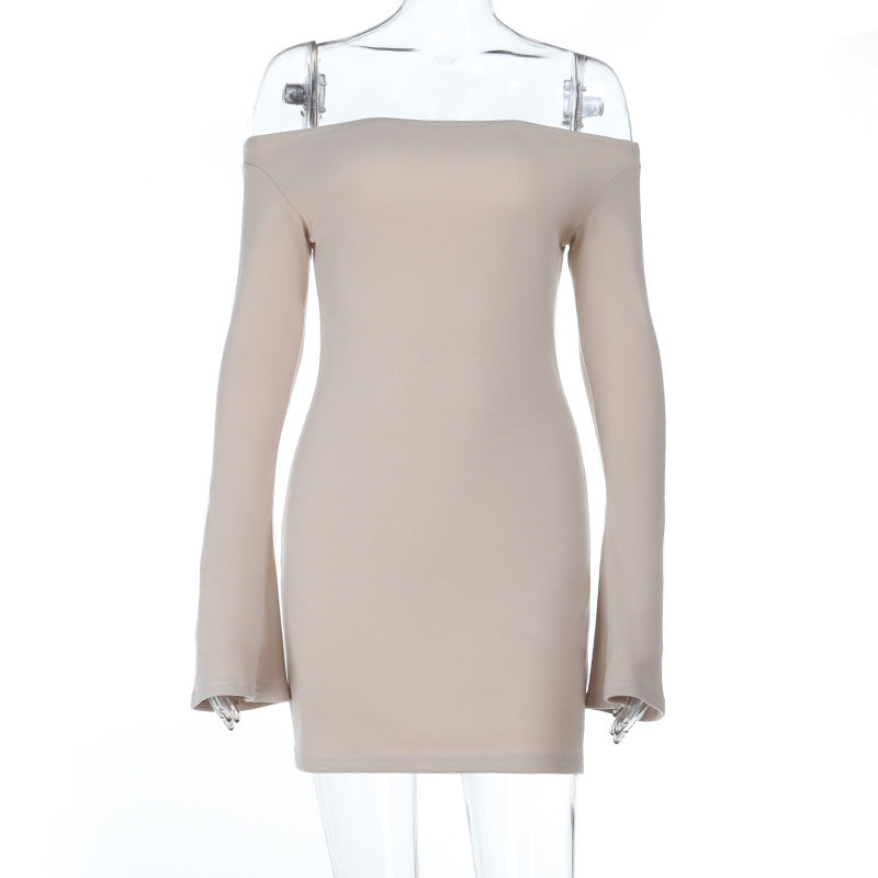 Damen elegantes schulterfreies Minikleid mit langen Ärmeln und figurbetontem Schnitt Echo Archiv