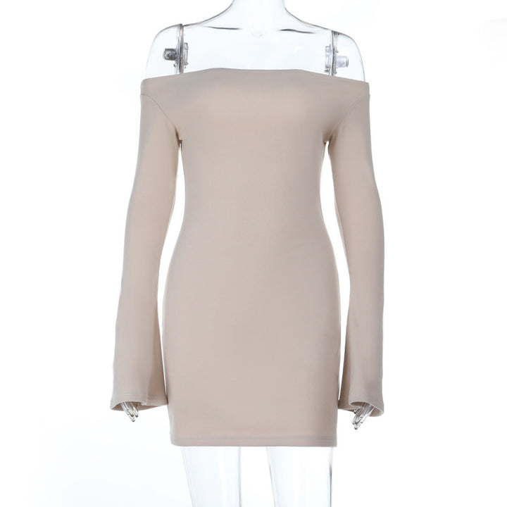 Damen elegantes schulterfreies Minikleid mit langen Ärmeln und figurbetontem Schnitt Echo Archiv