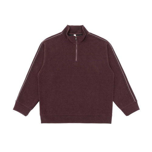 Unisex Halbzip‑Pullover mit Stehkragen und diagonaler Rippenstruktur Echoarchiv