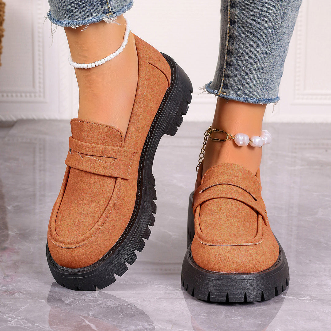 Damen nan Plateau-Loafer mit Profilsohle und Velourslederoptik Echo Archiv