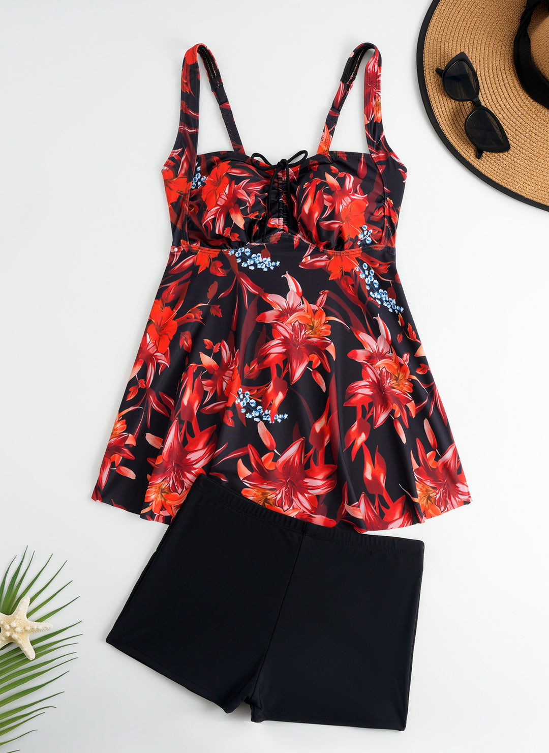 Damen Tankini mit floralem Oberteil und bequemen Shorts Echo Archiv