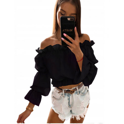 Damen Off-Shoulder Bluse mit Rüschendetails Echo Archiv