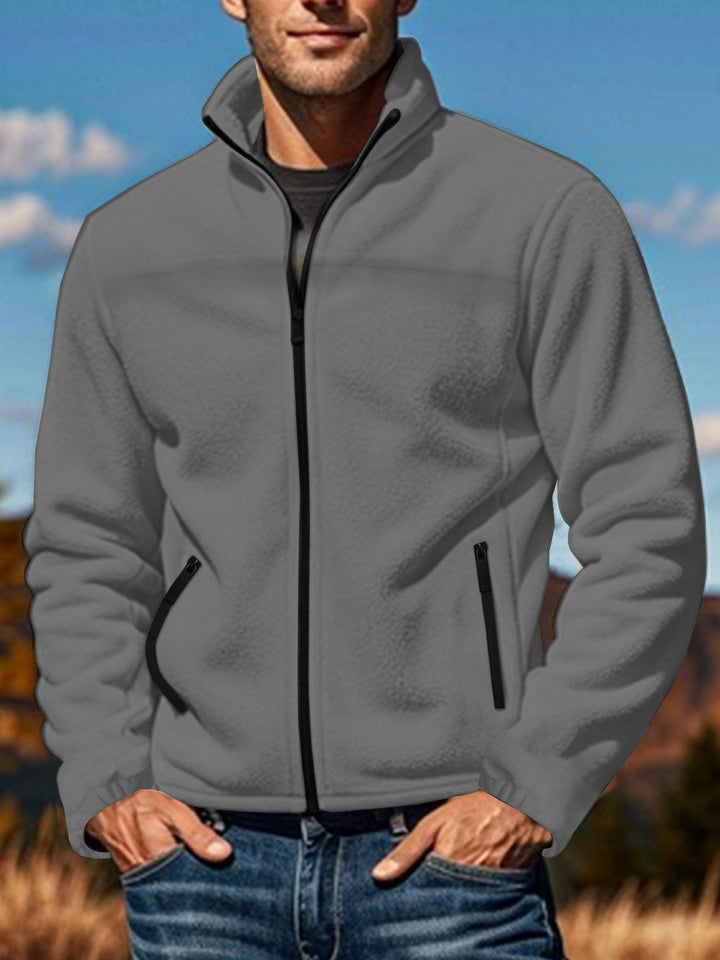 Herren nan warme Fleecejacke mit Reißverschluss, Stehkragen und Reißverschlusstaschen Echo Archiv