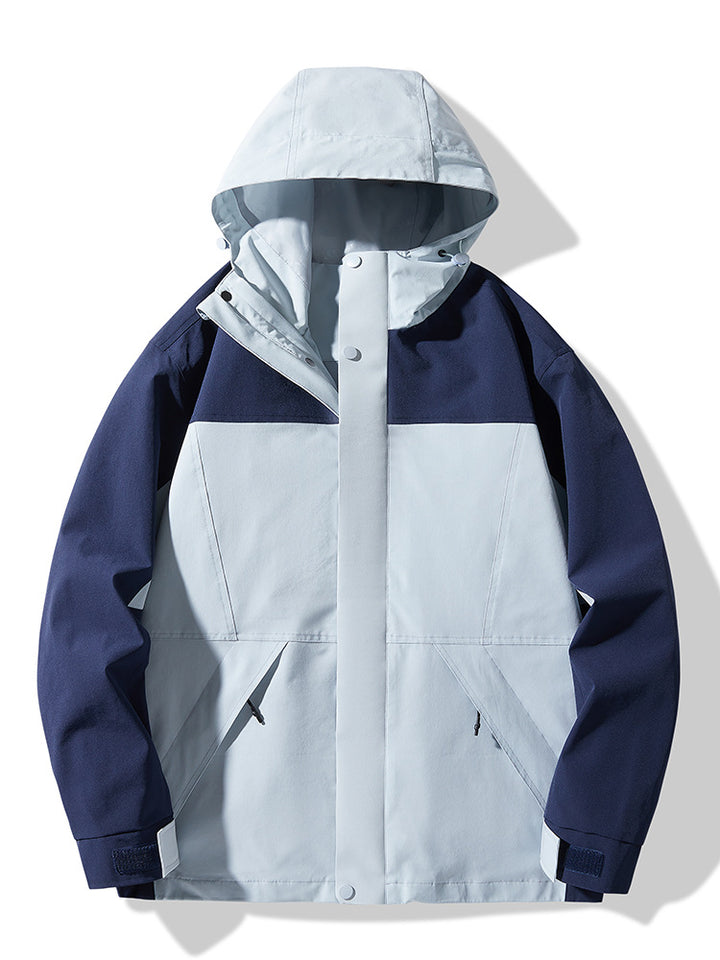 Herren Technische Colorblock Softshell‑Regenjacke mit verstellbarer Kapuze Echo Archiv