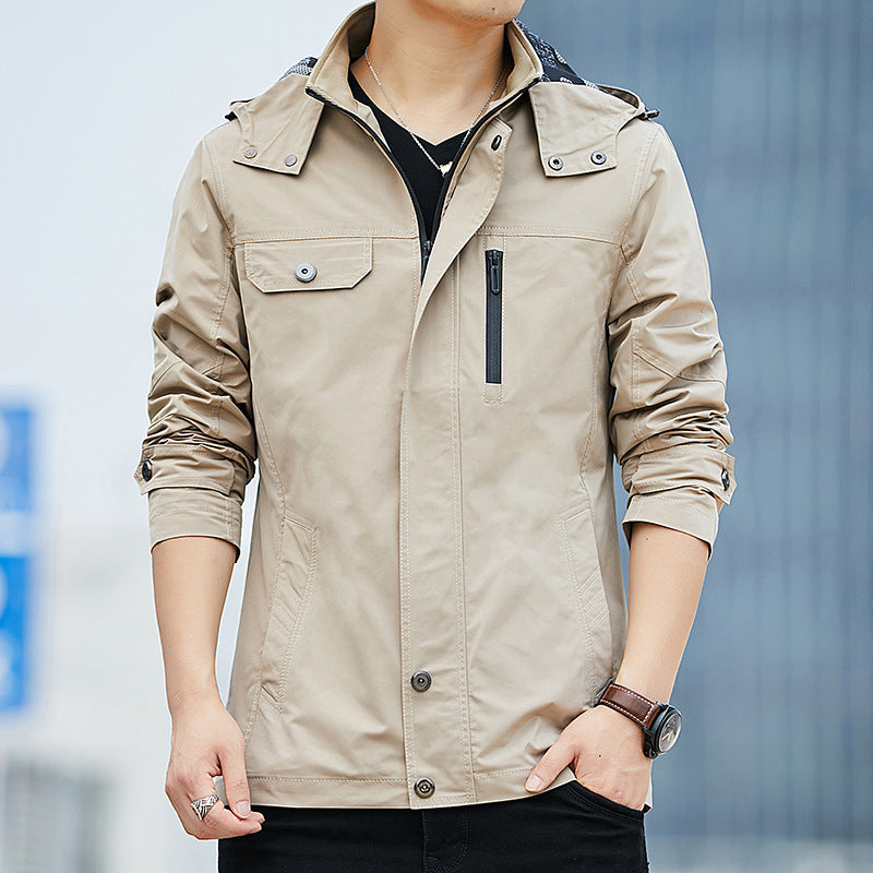 Herren Leichter Kapuzen-Fieldblouson im Casual-Utility-Stil Echoarchiv