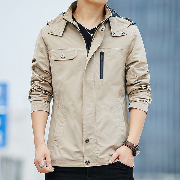 Herren Leichter Kapuzen-Fieldblouson im Casual-Utility-Stil Echoarchiv