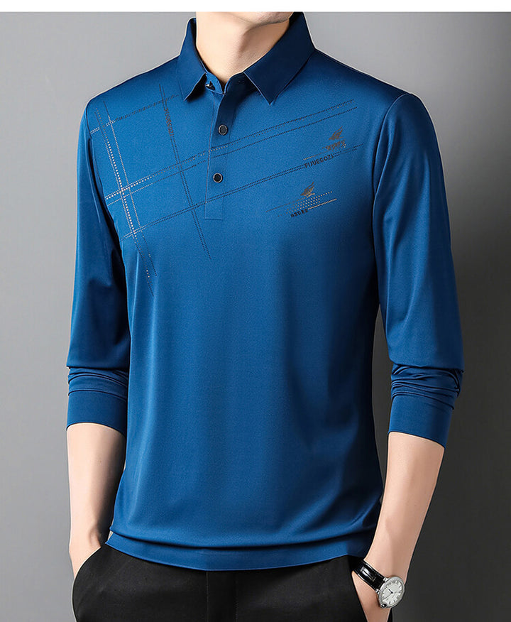 Herren Sportliches Langarm Poloshirt mit innovativem Design Echoarchiv