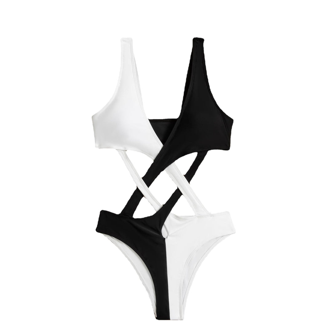 Damen Cut-Out Einteiler Badeanzug mit asymmetrischem Design und modischen Trägern Echo Archiv