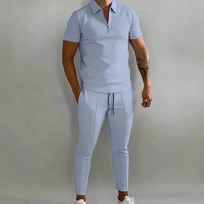 Herren Sportlicher Kurzarm Poloshirt und Hose Set – Cavello