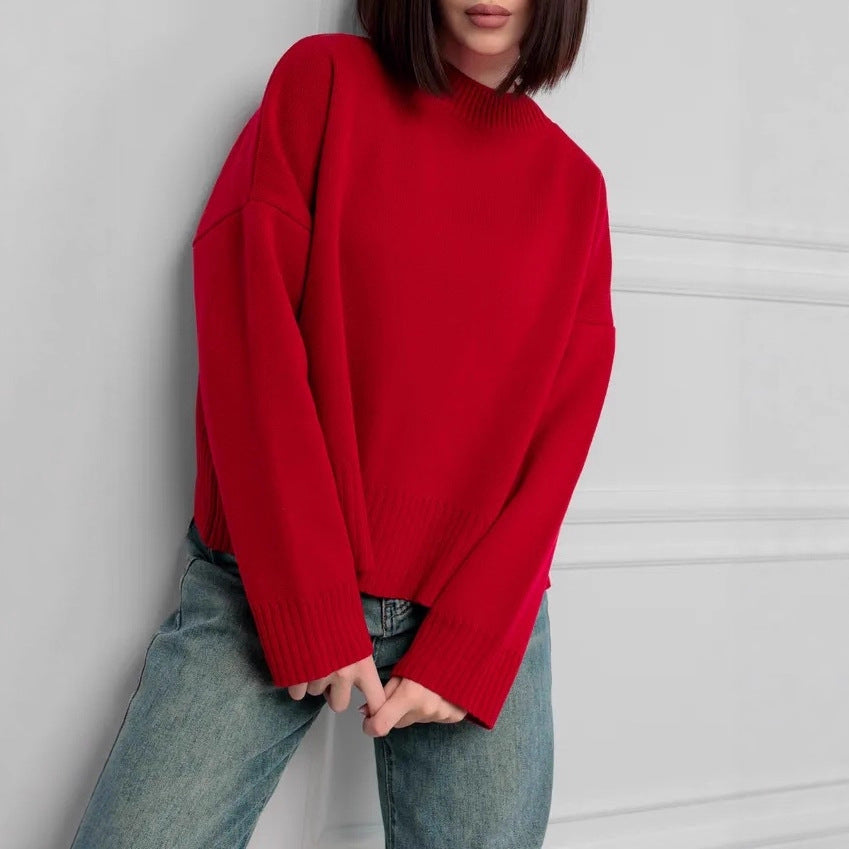 Damen Bequemer Strickpullover mit Rundhalsausschnitt – Mavelle