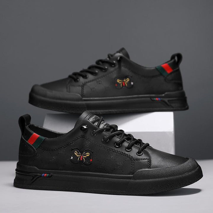 Herren Eleganter Low-Top Sneaker aus Kunstleder mit gestickter Bienen-Applikation – Norré