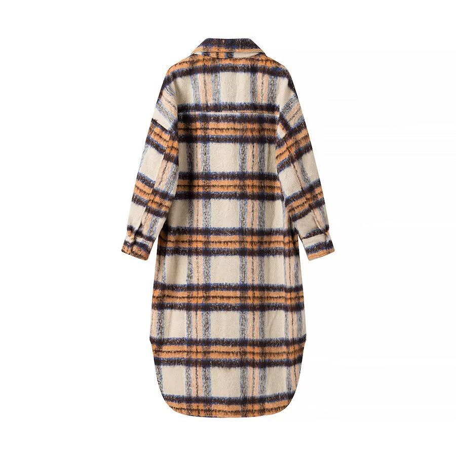 Damen Oversize-Hemdkleid-Mantel aus Wollmix mit Karomuster Echo Archiv