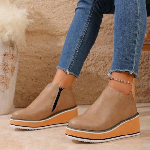 Damen nan Keilabsatz-Stiefelette mit seitlichem Reißverschluss und gepolstertem Komfortfußbett Echo Archiv