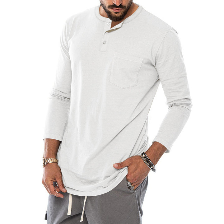 Herren Langarm-Henley-Shirt mit modischem Knopfverschluss und praktischer Brusttasche Echoarchiv