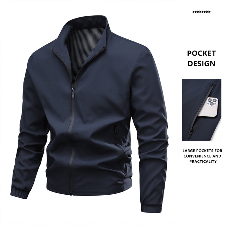 Herren Minimalistische Softshell-Bomberjacke mit Stehkragen, elastischen Bündchen & durchgehendem Reißverschluss Echo Archiv