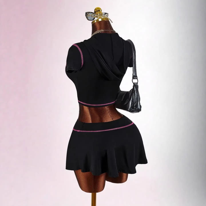 Damen sportliches Crop-Top mit Rock-Set Echo Archiv
