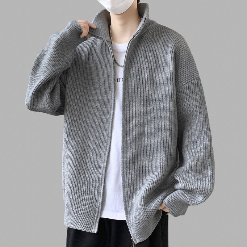 Herren Stylische Strickjacke mit hohem Kragen und Reißverschluss – Taviero