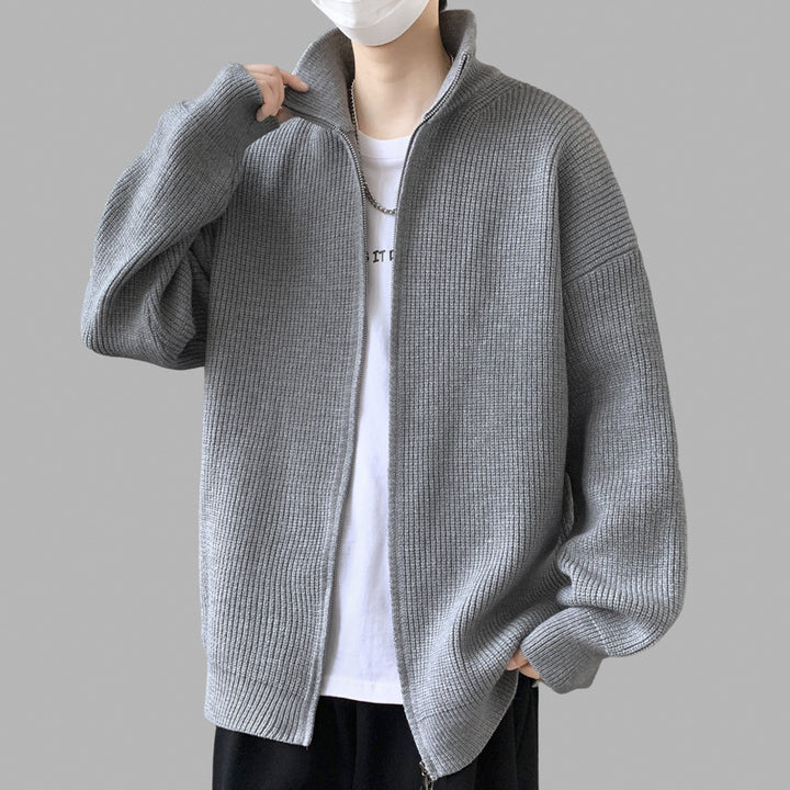 Herren Stylische Strickjacke mit hohem Kragen und Reißverschluss – Taviero
