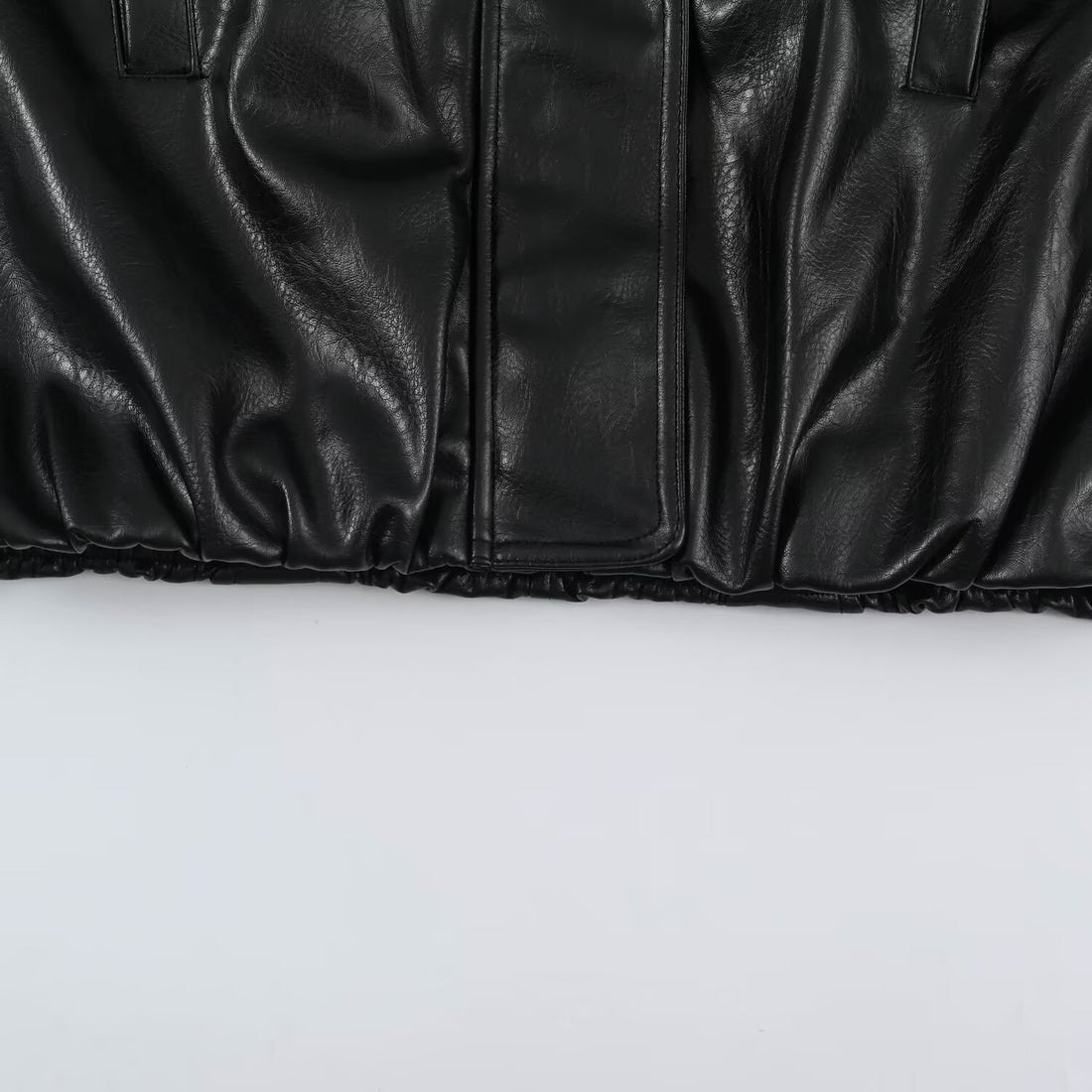 Damen Oversize Lederoptik-Blousonjacke mit Stehkragen und elastischem Saum Echoarchiv