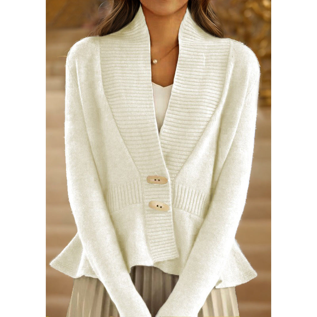 Damen nan kuscheliger Strickcardigan mit Schalkragen, gerippter Blende und schmalem Schößchen Echo Archiv