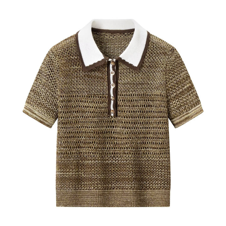 Damen Polo-Shirt mit dekorativem Strickmuster und klassischem Kragen Echo Archiv