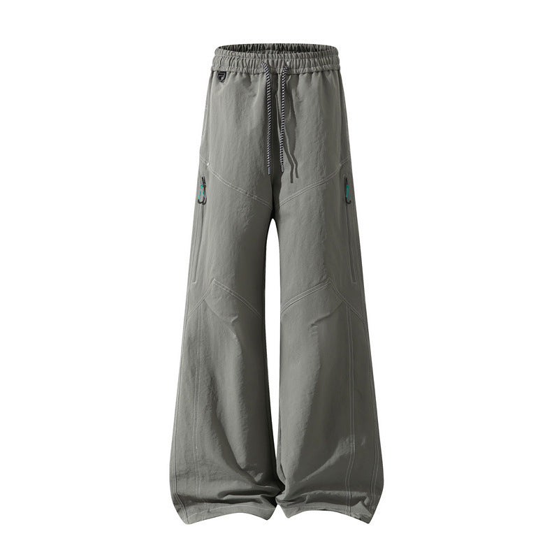Herren Weite Cargo‑Hose mit Tunnelzugbund, Utility‑Nähten und Reißverschluss‑Taschen Echo Archiv